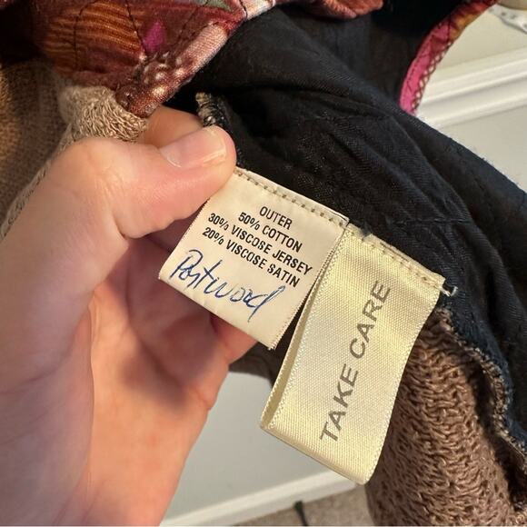 Anthropologie Conditions Apply Tan Mixed Media Quilted Satin Knit Tee/Top Small - Picture 7 of 14